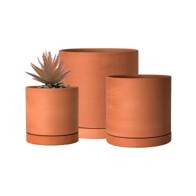 Round Terracotta Planter Plant Flower Pot With Saucer thumbnail